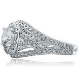 4ct Round Diamond Engagement Ring Split Shank Halo Vintage 14k White Gold Finish