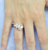 Cluster Solitaire Engagement Ring 1.5ct Oval Cut Diamond 14k Rose Gold Finish