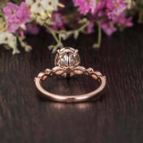 Solitaire with Accents Engagement Ring 1.5ct Oval Cut Diamond 14k Rose Gold Over