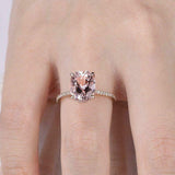 1.5ct Oval Peach Morganite Accent Solitaire Engagement Ring 14k Rose Gold Over