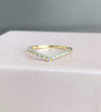 0.2ct Round Cut Moissanite Curved Women Wedding Band 14k White Gold Plated