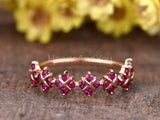 0.3ct Round Cut Simulated Ruby Geometric Cross Wed Band 14k Rose Gold Plated