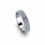1ct Round Cut VVS1 Diamond Wedding Band 2 Row 3/4 Eternity 14k White Gold Finish