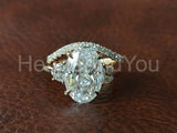 2.3ct Oval Cut Simulated Diamond Bridal Set Curved Trilogy 14k White Gold Plated