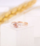0.6ct Round Cut Simulated Morganite Trilogy Engagement Ring 14k Rose Gold Plated