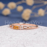 0.1ct Baguette Cut Simulated Citrine Half Eternity Wed Band 14k Rose Gold Plated