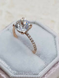 1.2ct Cushion Cut Diamond Accent Solitaire Engagement Ring 14k Rose Gold Finish