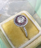 2ct Round Cut Diamond Amethyst Double Halo Engagement Ring 14k Dual Tone Finish