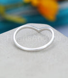 0.55ct Round Cut Moissanite Curved Stacking Wedding Band 14k White Gold Plated