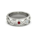 0.2Ct Round Cut Pink Ruby Diamond Infinity Wide Wedding Band 14K White Gold Over