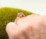 1ct Cushion Cut Simulated Morganite Halo Engagement Ring 14k Rose Gold Plated