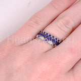 0.5ct Round Cut Simulated Blue Sapphire Milgrain Wed Band 14k White Gold Plated