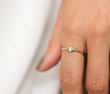 1ct Engagement Ring Round Cut Diamond Evil Eye Sun Design 14k Yellow Gold Finish