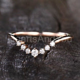 0.2ct Round Cut Moissanite Curved Minimalist Wedding Band 14k Yellow Gold Plated