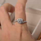 2ct Engagement Ring Round Cut Diamond Twist Swirl Solitaire 14k WhiteGold Finish