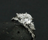 2.1ct Round Cut Moissanite Trilogy Ring Half Eternity Band 14k White Gold Plated