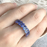 2.2ct Oval Cut Simulated Sapphire Half Eternity Wed Band 14k White Gold Plated