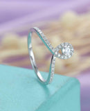 Halo Tiara Engagement Ring 1.3ct Round Cut VVS1D Diamond 14k White Gold Finish