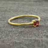 0.5ct Engagement Ring Round Cut Red Garnet Solitaire Women 14k YellowGold Finish