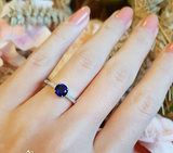 1ct Round Cut Blue Sapphire Engagement Ring 14k White Gold Finish Minimalist