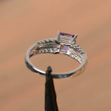 2.4ct Asscher Cut Purple Amethyst Solitaire with Accent Ring 14k White Gold Over