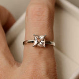 2.2ct Engagement Ring Princess Cut Peach Morganite Solitaire 14k White Gold Over