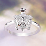 2ct Round Cut VVS1 Diamond Engagement Ring 14k White Gold Finish Turtle Design