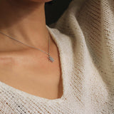 0.28ct Round Diamond Snowflake & Flower Pendant 14k White Gold Finish NO CHAIN