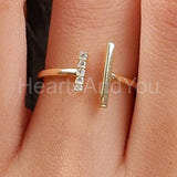 0.1ct Round Cut Moissanite Vertical Bar Engagement Ring 14k Yellow Gold Plated