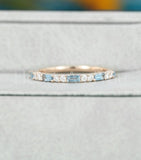 0.5ct Baguette Cut Simulated Aquamarine Half Eternity Band 14k YellowGold Plated