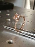1ct Round Simulated Peach Morganite Minimalist Twist Ring 14k Rose Gold Plated