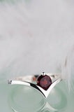 0.5ct Round Cut Red Garnet Engagement Ring Solitaire Curved 14k WhiteGold Finish