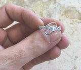 1ct Round Cut Diamond Split Shank Twist Solitaire Accent Ring 14k WhiteGold Over