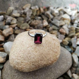 1.5ct Engagement Ring Emerald Cut Pink Ruby Solitaire 14k White Gold Finish
