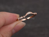 0.5ct Round Cut Moissanite Milgrain Curved Wedding Band 14k Rose Gold Plated