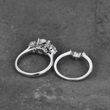 2.3ct Engagement Ring Round Cut Diamond Crown Bridal Set 14k White Gold Finish