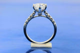 2ct Round Cut Diamond Engagement Ring Solitaire 14k White Gold Over with Accents