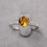 2.1ct Round Cut Yellow Citrine Solitaire with Accent Ring 14k White Gold Finish