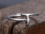0.1ct Round Cut Diamond Twisted Nail Unique Engagement Ring 14k WhiteGold Finish