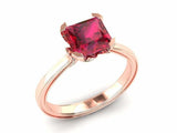 2ct Princess Cut Pink Ruby Engagement Ring Solitaire Women 18k Rose Gold Finish