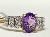 4ct Oval Cut Purple Amethyst Solitaire with Accent Ring 14k White Gold Finish