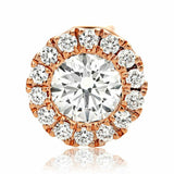 Halo Women Stud Earrings 1.2ct Round Cut VVS1D Diamond 14k Rose Gold Finish