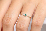0.2ct Baguette Cut Simulated Green Emerald Minimalist Ring 14k YellowGold Plated