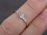 1ct Round Cut Diamond Engagement Ring Five Stone Solitaire 14k White Gold Finish