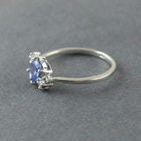 1.28ct Engagement Ring Oval Cut Blue Tanzanite Swirl Trilogy 14k White Gold Over