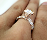 2.5ct Round Cut Diamond Engagement Ring 18k Rose Gold Finish Accents Solitaire