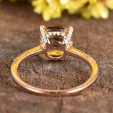 1.5ct Cushion Cut Peach Morganite Solitaire with Accent Ring 14k RoseGold Finish