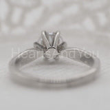 0.5ct Round Cut Moissanite 6 Prong Peg Head Setting Ring 14k White Gold Plated