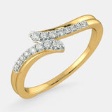0.4ct Round Cut Moissanite Bypass Women Wedding Band 14k Yellow Gold Plated