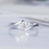 0.4ct Round Cut Diamond Engagement Ring Solitaire Promise 14k White Gold Finish